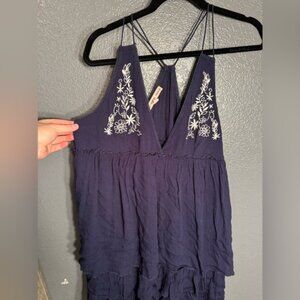 Navy Blue Sz Large Embroidered Women's Dress